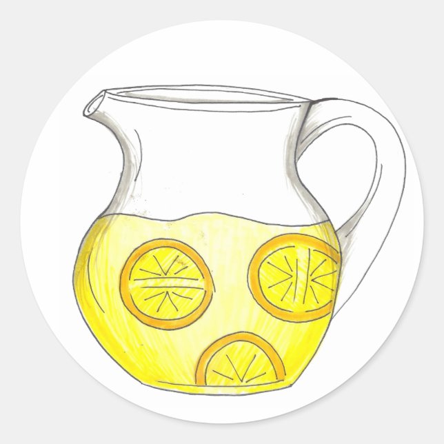 Erfrischender Lemonade Lemon Ade Pitcher Drink Runder Aufkleber (Vorderseite)