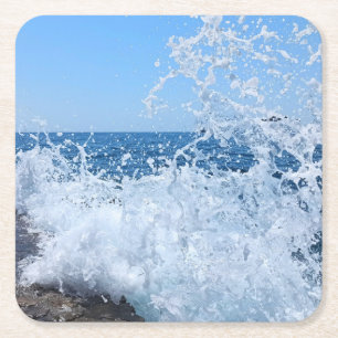 Erfrischender Meeressprühnebel Marine Energie Rechteckiger Pappuntersetzer