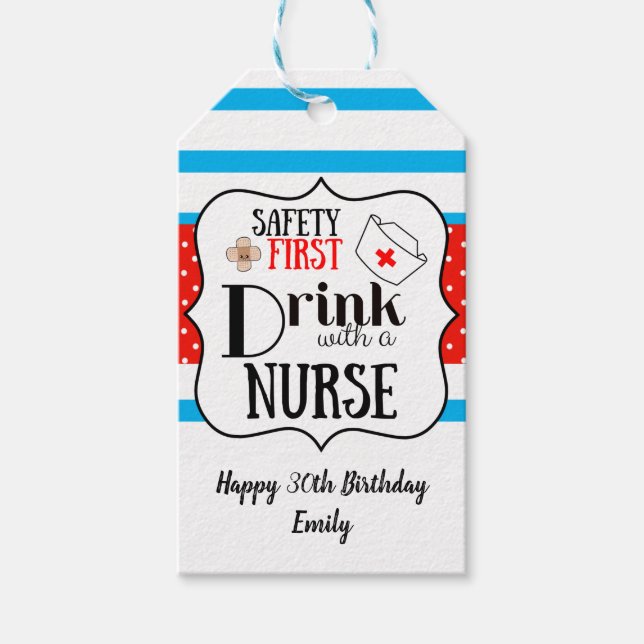 Erfrischungsgetränk mit einer Krankenschwester und Geschenkanhänger (Vorderseite)