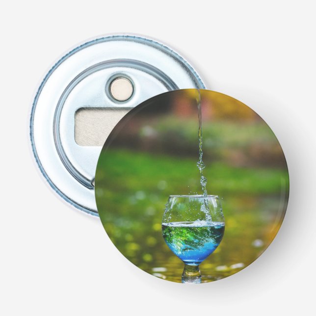 "Erfrischungswellen: Glaswasser-Textur auf Ci Flaschenöffner (Vorderseite)