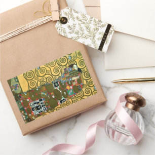 Erfüllung alias The Embrace von Gustav Klimt Rechteckiger Aufkleber