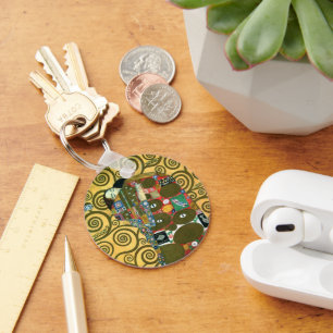 Erfüllung alias The Embrace von Gustav Klimt Schlüsselanhänger