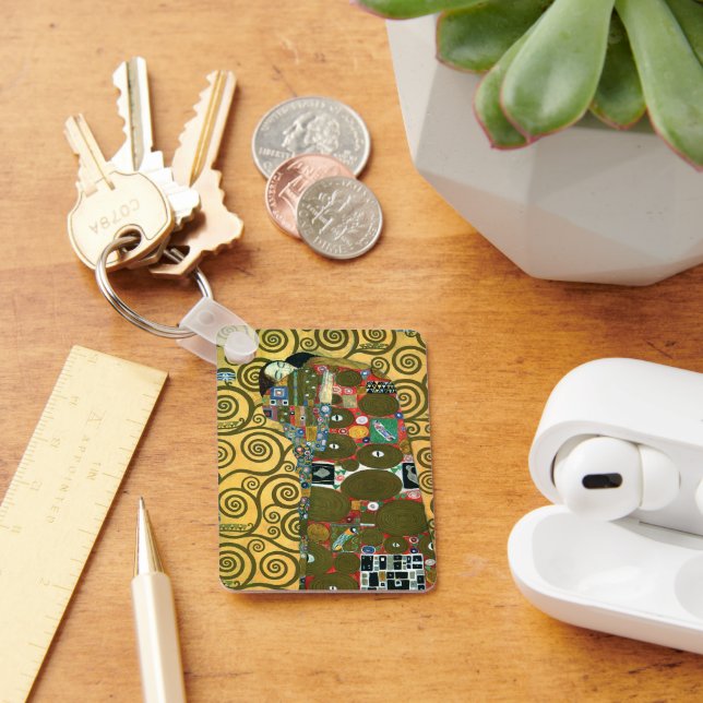 Erfüllung alias The Embrace von Gustav Klimt Schlüsselanhänger (Schreibtisch)