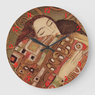 Erfüllung (Die Umarmung) Kunst von Gustav Klimt Große Wanduhr