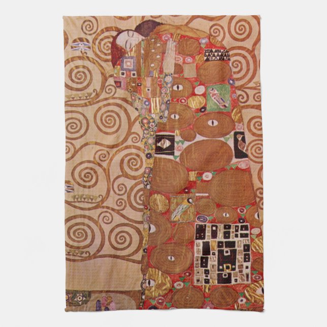 Erfüllung durch Gustav Klimt, Vintager Jugendstil Geschirrtuch (Vertikal)