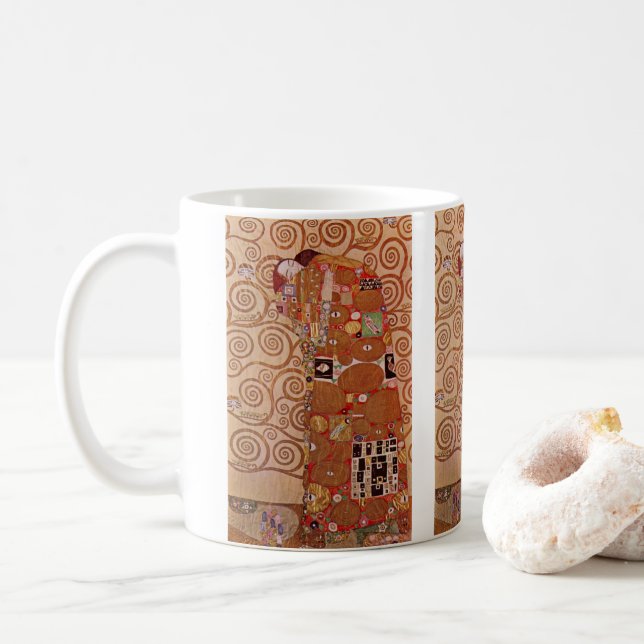 Erfüllung durch Gustav Klimt, Vintager Jugendstil Kaffeetasse (Mit Donut)