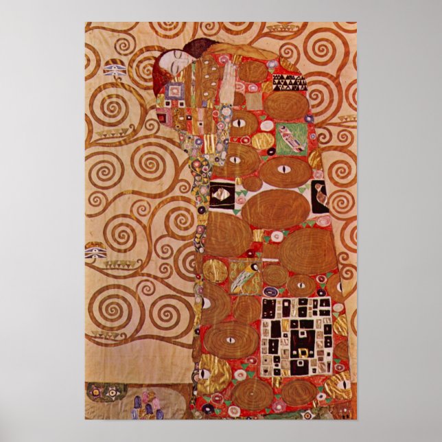 Erfüllung durch Gustav Klimt, Vintager Jugendstil Poster (Vorne)