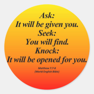 Erfüllung Matthew 7:7-8 Abbrev Runder Aufkleber