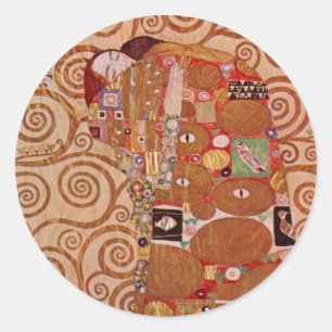 Erfüllung von Gustav Klimt, Vintage Art Nouveau Runder Aufkleber