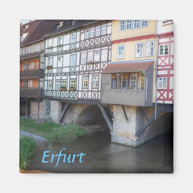 Erfurt Merchants Bridge Foto Magnet (Vorne)