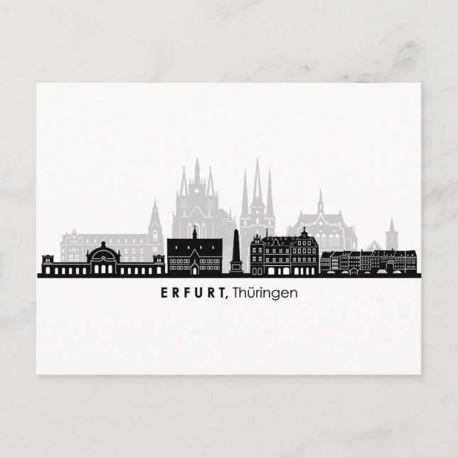 ERFURT Thüringen Deutschland Skyline Silhouette Postkarte (Vorderseite)