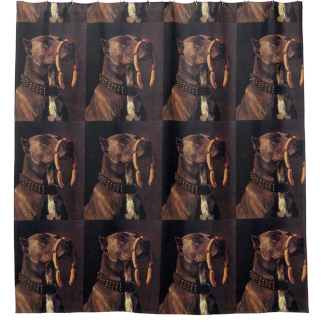 Ergebener DobermannPinscher Duschvorhang (Vorderseite)