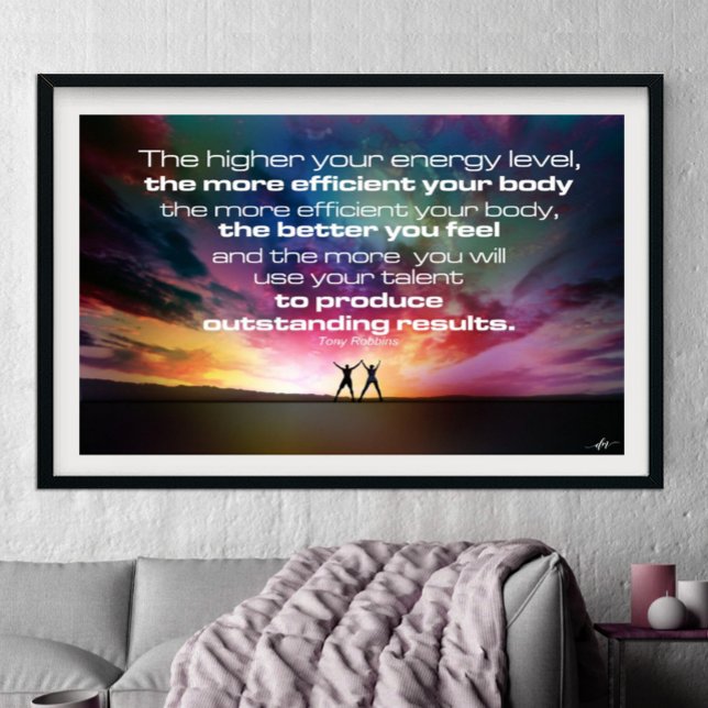 Ergebnisliste Poster (Transform your space with this inspiring poster featuring a Tony Robbins quote against a stunning su)