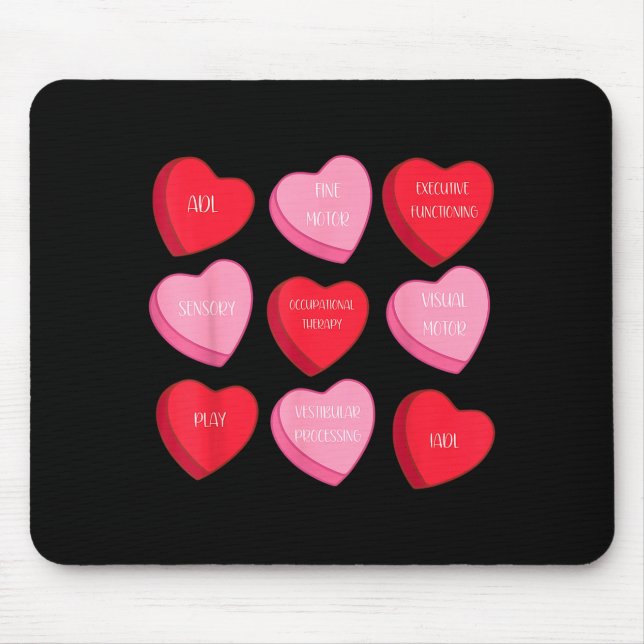 Ergotherapie Herz Candy Valentinstag Ot  Mousepad (Vorne)