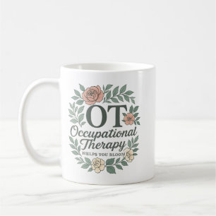 Ergotherapie hilft Ihnen, einen floralen Kranz zu Kaffeetasse