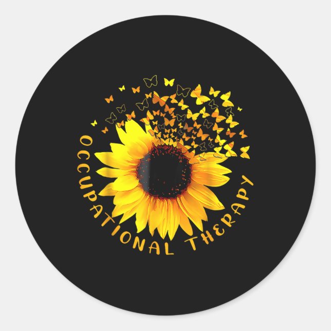 Ergotherapie-Sonnenblume OT-Therapeut Sofort Runder Aufkleber (Vorderseite)