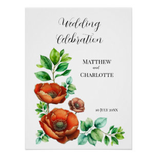 Erhabene Aquarell-Rote Mohnblumen im Vintage-Stil Poster