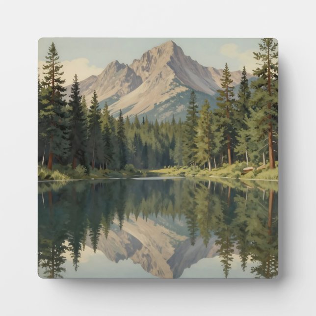 Erhabene Bergsee-Reflexion Fotoplatte (Vorderseite)