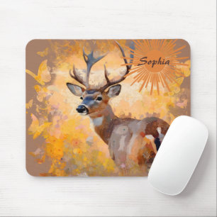 Erhabene Hirsche auf einem Feld mit Wildblumen Mousepad