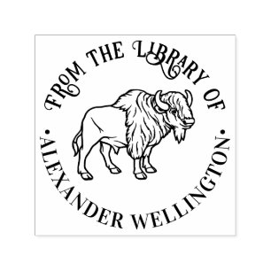Erhabener Bison Büffel #6 Bibliotheksbuch Name Permastempel