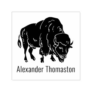 Erhabener Bison Büffel Silhouette Name Permastempel