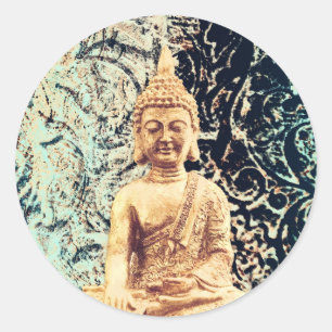 Erhabener Buddha Eleganter Zen-Erleuchtung Runder Aufkleber