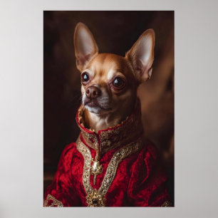 Erhabener Chihuahua-Kunstdruck, Vintage-Haustierpo Poster