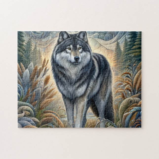 Erhabener Grauwolf Puzzle (Horizontal)