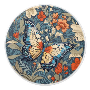 Erhabener Schmetterling unter William Morris Blume Keramikknauf