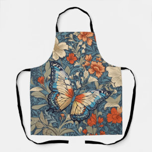 Erhabener Schmetterling unter William Morris Blume Schürze