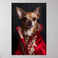 Erhabenes Chihuahua-Porträt, Vintage-Hundekunst
