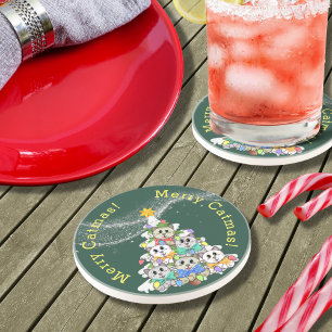 Erhabenes Fröhliches Katzmas! Sandstein-Achterbahn Getränkeuntersetzer