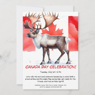 Erhabenes Karibu & kanadische Flagge Canada Day Einladung
