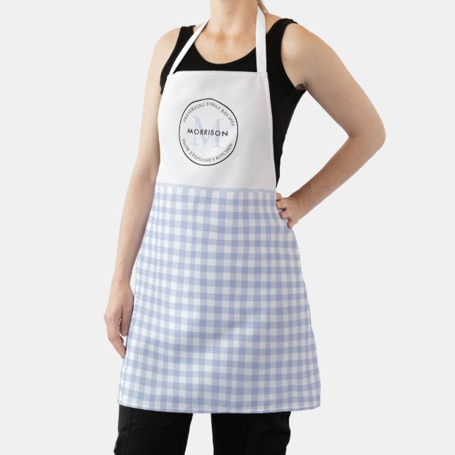 Erhalt von Familienrezepten Blue Gingham Monogram Schürze (InSitu)