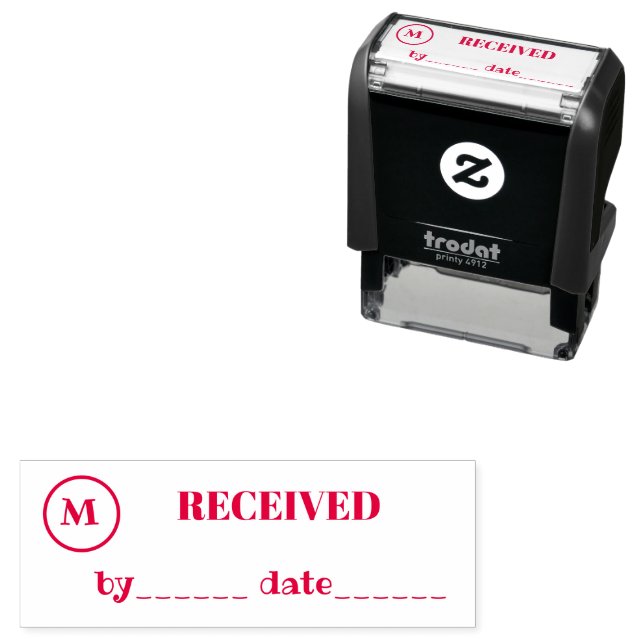 ERHALTEN Name Datum Monogramm Rote Tinte Geschäft Permastempel (Beispiel)