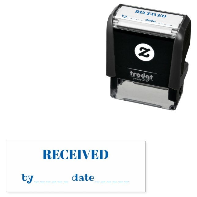 ERHALTEN Name und Datum Blau Tinte Geschäft Permastempel (Beispiel)