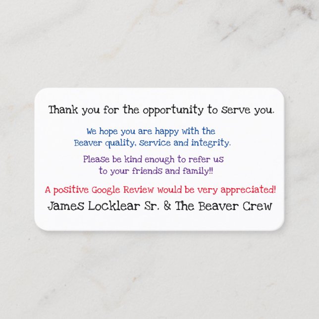 Erhalten Sie Google-Bericht-Visitenkarte Visitenkarte (Vorderseite)