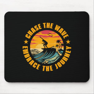 Erhasche Die Welle Umarme Die Reise Surfen Surfer Mousepad