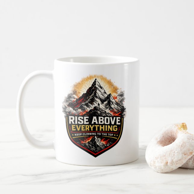 Erhebe dich über alles Motivierend Kaffeetasse (Mit Donut)