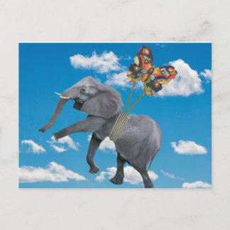 Erheiternde Elefant- und Schmetterlingspostkarte Postkarte