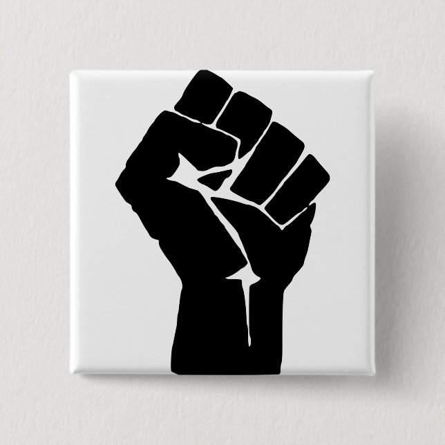 Erhobene schwarze Faust - Widerstand Protest Button (Vorderseite)