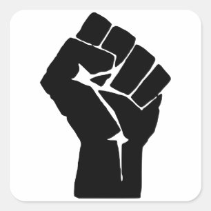 Erhobene schwarze Faust - Widerstand Protest Quadratischer Aufkleber