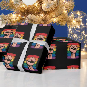 Erhobener Faust Stolz Regenbogen LGBTQ Unterstützu Geschenkpapier