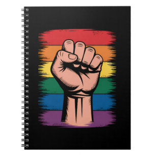 Erhobener Faust Stolz Regenbogen LGBTQ Unterstützu Notizblock