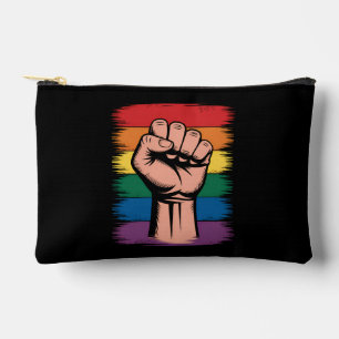 Erhobener Faust Stolz Regenbogen LGBTQ Unterstützu Zubehörtasche