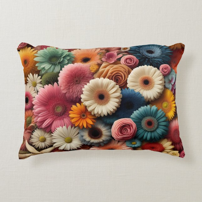 Erhöhen Sie Ihre Raumfarbe Gerbera Daisy Floral Dekokissen (Vorderseite)