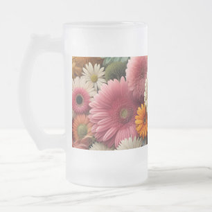 Erhöhen Sie Ihre Raumfarbe Gerbera Daisy Floral Mattglas Bierglas