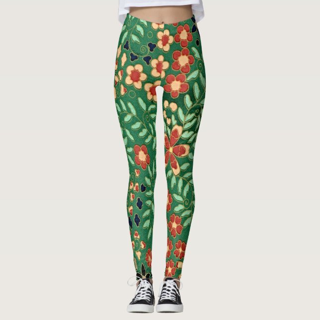 Erhöhen Sie Ihre Vibes mit grüner japanischer Blüt Leggings (Vorderseite)