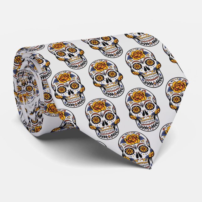 Erhöhen Sie Ihren Stil mit Sugar Skull Elegance Krawatte (Gerollt)