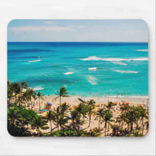 Erhöhte Ansicht der Waikiki-Strandszene, Honolulu Mousepad